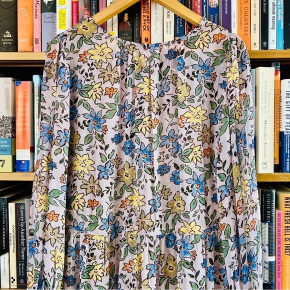 Velvet Graham Spencer Sheer Floral Drawstring Waist Slip Lng Sleeve Midi Dress S - Picture 14 of 16